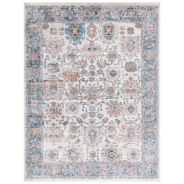SAFAVIEH Shivan Gray/Blue 9 ft. x 12 ft. Geometric Medallion Area Rug
