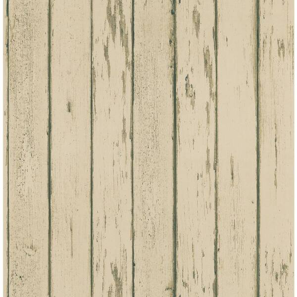 Brewster Yarmouth Beige Rustic Wood Paneling Vinyl Peelable Roll Wallpaper (Covers 56.4 sq. ft.)