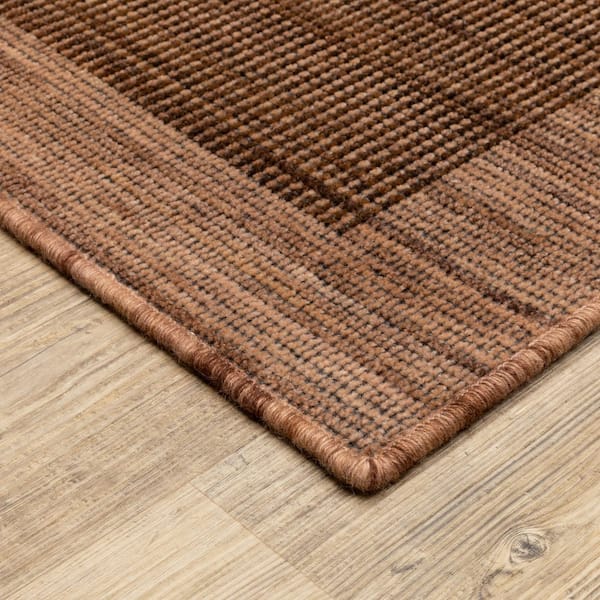 Wells 2 ft. x 10 ft. Rust/Brown Border Area Rug