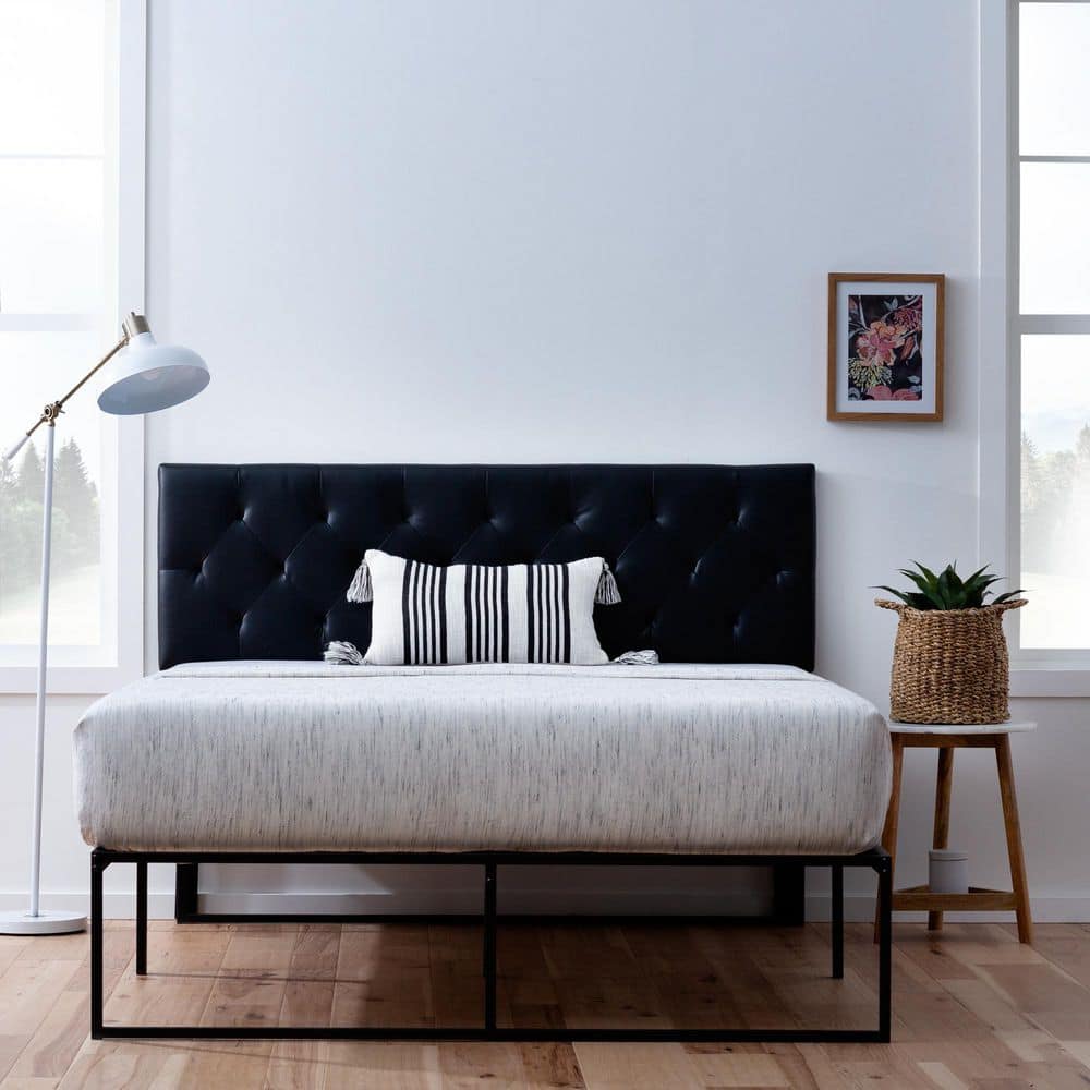 Brookside Avery Adjustable Black Faux Leather Queen Headboard