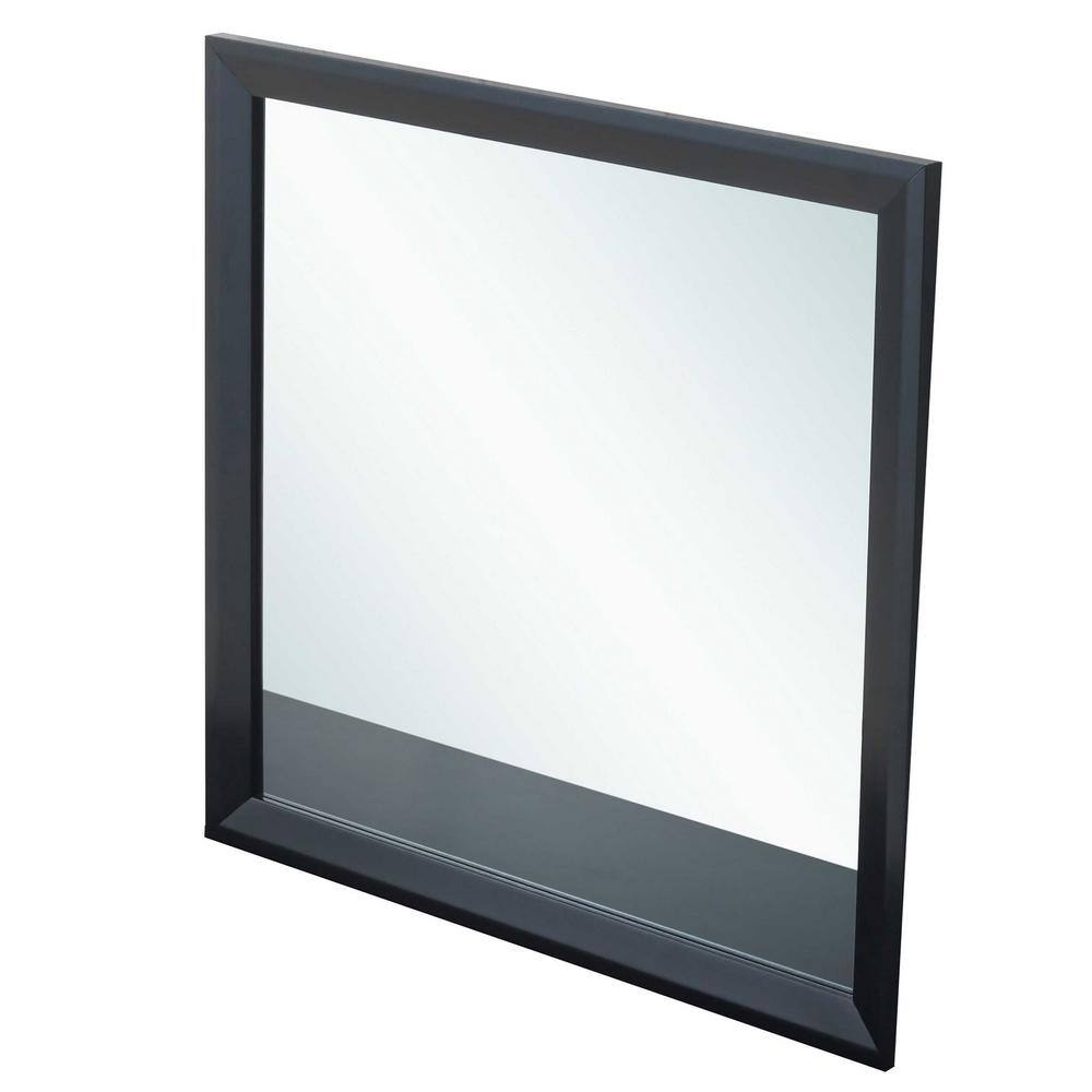 Classic Black 36" Square Wood Framed Dresser Mirror