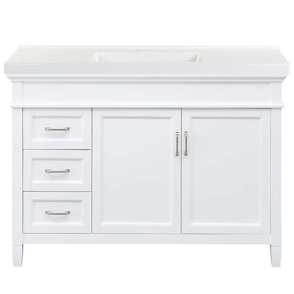 Home Decorators Collection Ashburn 49 in. W x 22 in. D Bath Vanity in White with Cultured Marble Vanity Top in White with White Sink