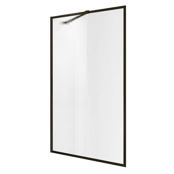 Satico 33 in. W x 58 in. H Single Fixed Frameless Tub Door in Matte Black without Handle Tempered Clear Glass