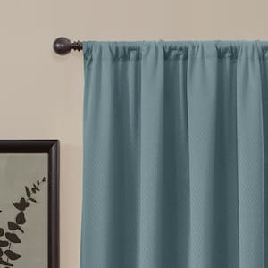 Teal Thermal 50 in. W x 63 in. L Rod Pocket 100% Blackout Curtain