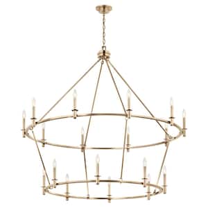 Carrick 54.25 in. 18-Light Champagne Bronze Traditional Candle Tiered Chandelier for Foyer