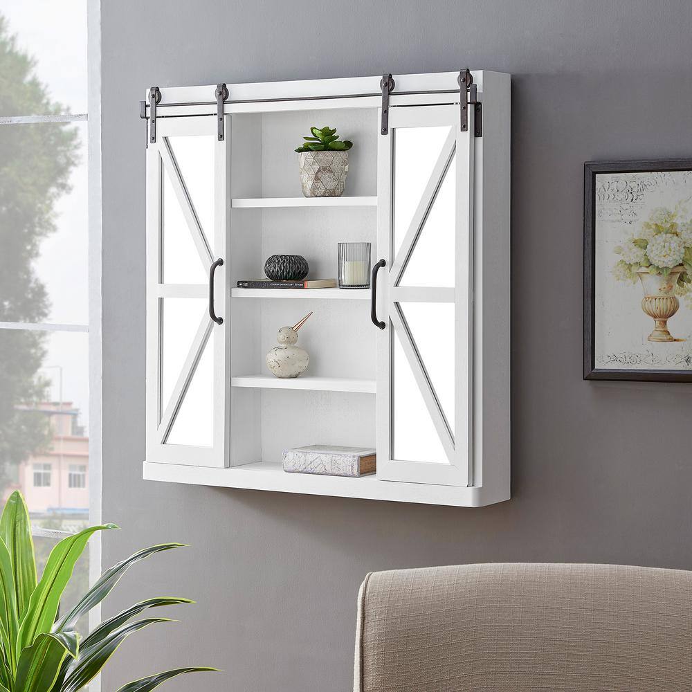 FirsTime & Co. 34 in. x 5.5 in. x 33 in. Square Wood White Mirrored ...