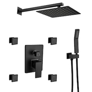 Single Handle 3 -Spray Shower Faucet 2.2 GPM 10 in. Shower Head with Pressure Balance Body Jets in. Matte Black