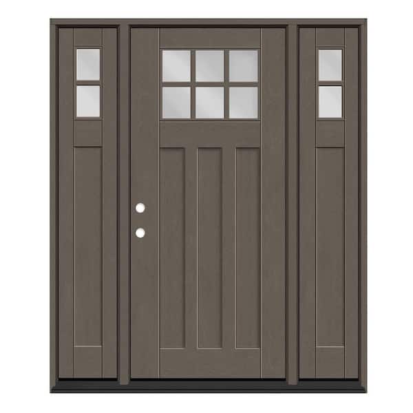 Regency 68 in. x 80 in. 6L Toplite Clear Glass RHIS Ashwood Mahogany Fiberglass Prehung Front Door w/ 14in.SLs_6in.Jamb