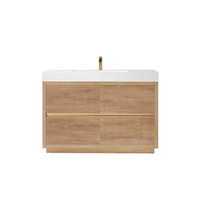 Palencia 48 in. W x 20 in. D x 33.9 in. H Bath Vanity in North American Oak with White Composite Integral Sink and Top