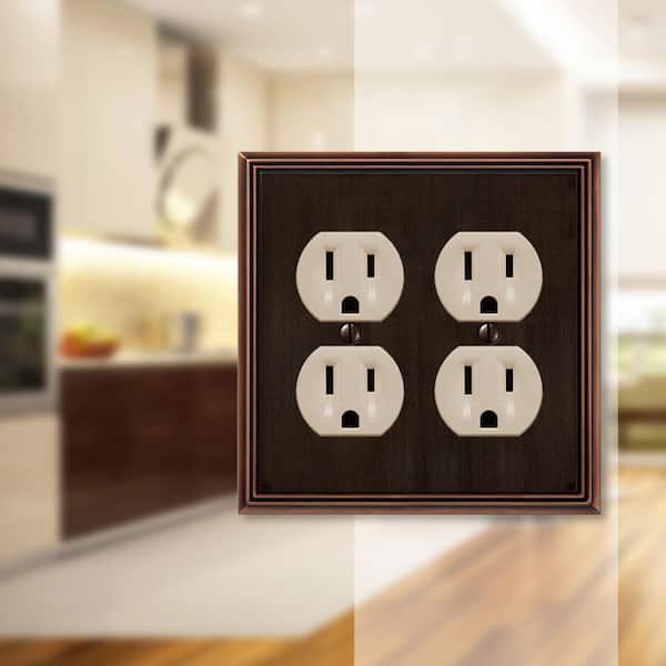 Rhodes 2 Gang Duplex Metal Wall Plate - Aged Bronze