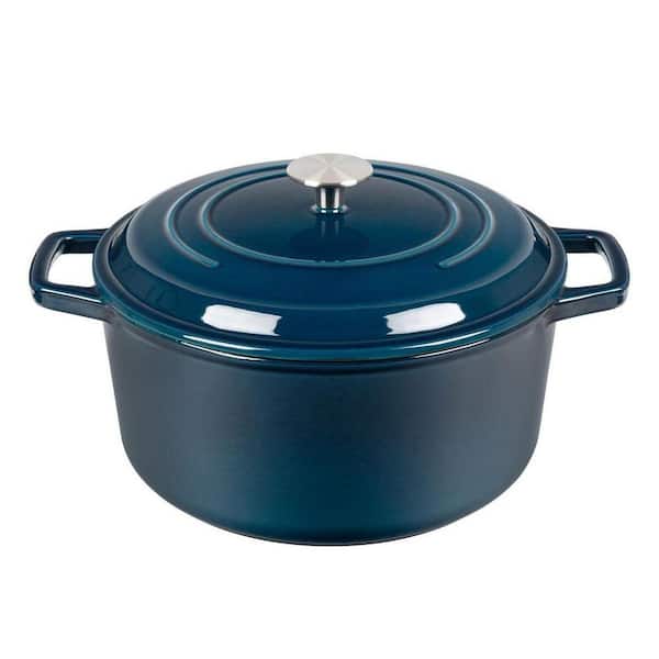 2-Piece Green Enameled Cast Iron Dutch Oven Set Round Pot with Lid Dual Handle for Bread Baking Stovetop