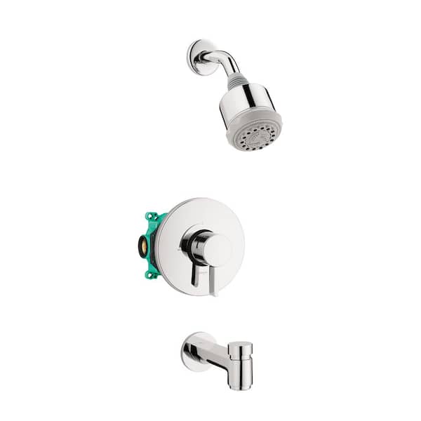 Hansgrohe Clubmaster Pressure Balance Tub/Shower Set with Rough, 2.5 GPM in Chrome