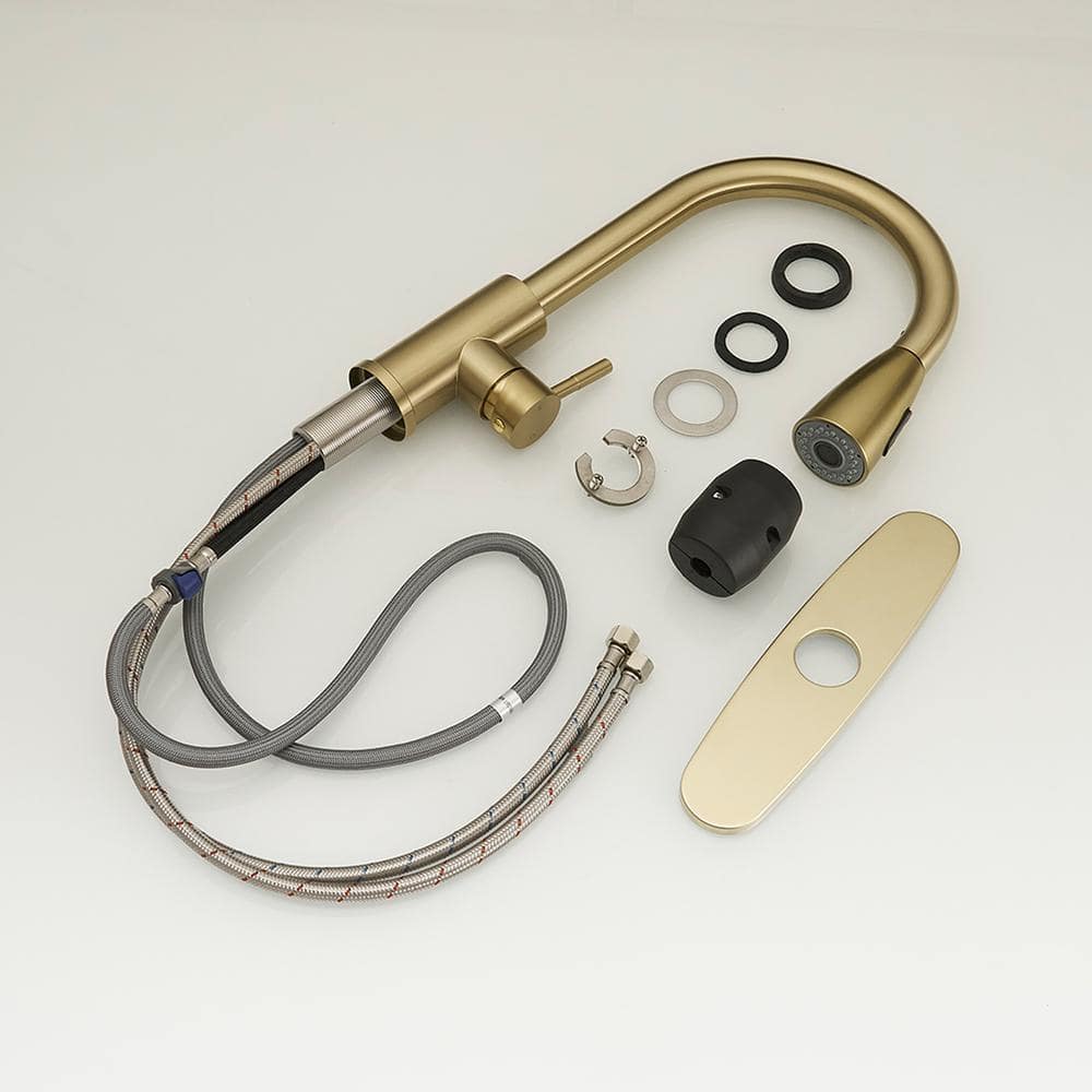 Brushed Gold Single Handle Pull Down Kitchen Faucet