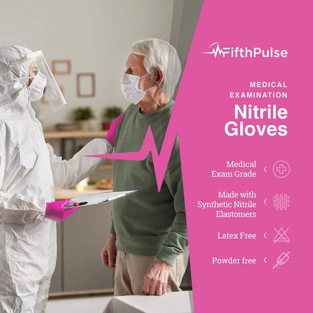 Medium Nitrile Exam Latex Free and Powder Free Gloves in Fuchsia - (Box of 50)