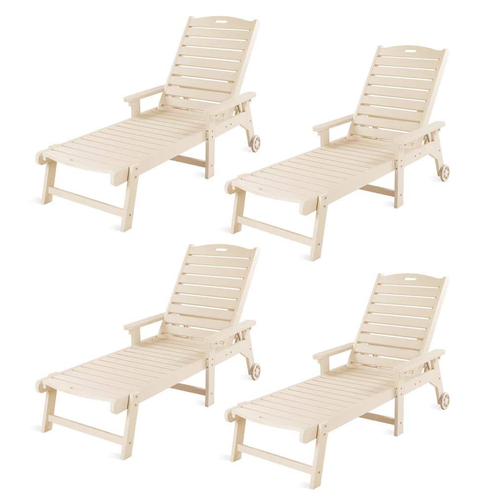 LUE BONA Helen Sand Recycled Plastic Plywood Outdoor Reclining Chaise