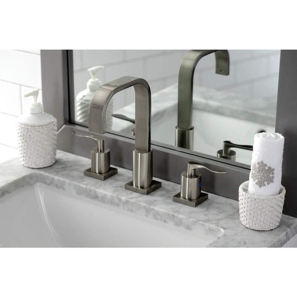 Serena Bold 9'' Modern Widespread Bathroom Faucet in Brushed Nickel