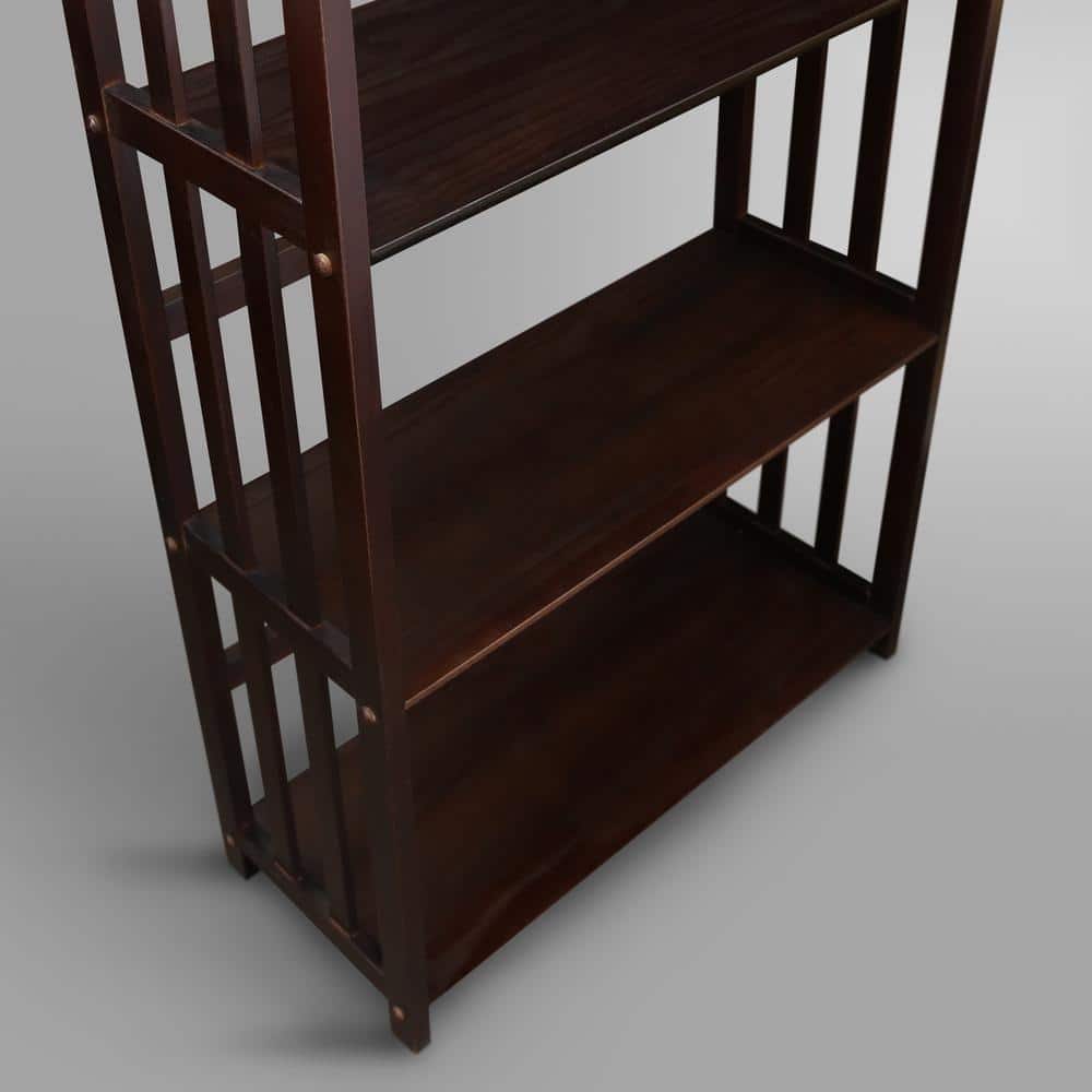 Espresso Brown Solid Wood 5-Shelf Mission Bookcase