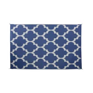 Oria Night Blue and White 6 ft. x 9 ft. Indoor/Outdoor Area Rug