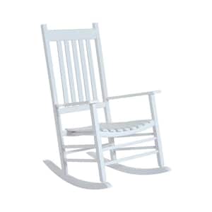 Versatile White Wooden Indoor/Outdoor High Back Slat Rocking Chair