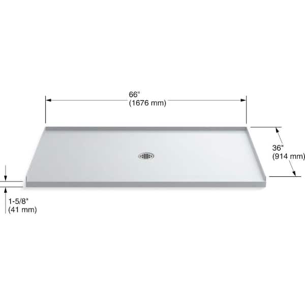 KOHLER Ballast 66 in. x 36 in. Single Threshold Shower Base in White