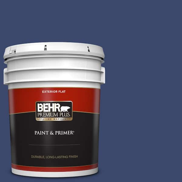 BEHR PREMIUM PLUS 5 gal. #T11-19 Starlit Night Flat Exterior Paint & Primer