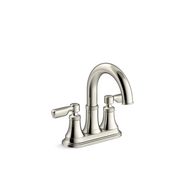 KOHLER Paces 4 in. Centerset Double Handle Bathroom Faucet in Vibrant Polished Nickel