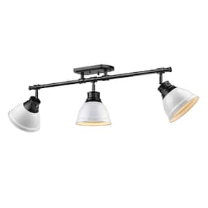 Duncan Collection 3-Light Black Semi-Flush Mount with White Shade