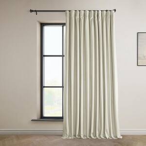 Au Lait Creme Velvet Rod Pocket Room Darkening Curtain - 100 in. W x 96 in. L (1 Panel)