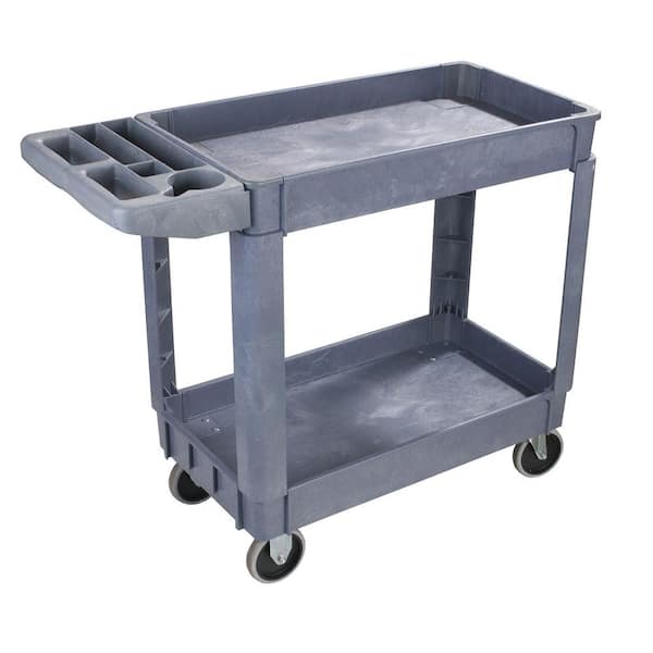 33.5 in. H x 17.25 in. W x 40 in. D Gray Small Bin Top Utility Cart
