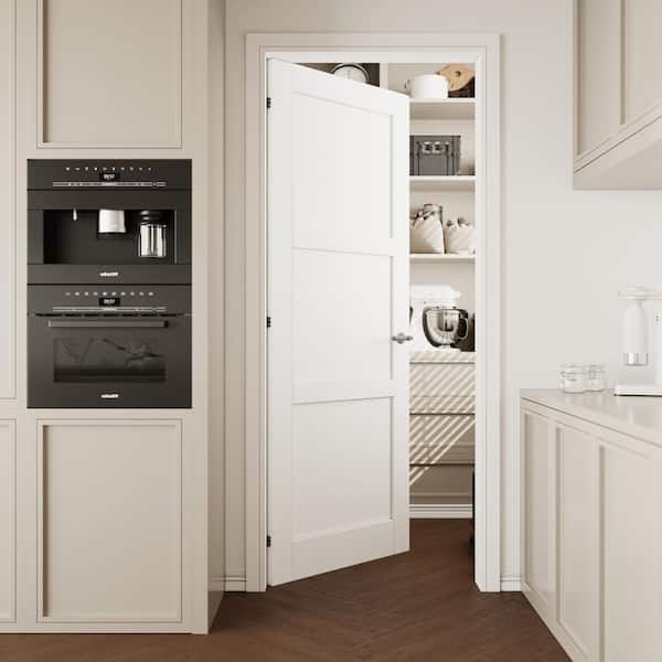 32 in. x 80 in. 3-Lite Paneled Blank Solid Core Composite Manufacture Wood White Primed Interior Door Slab