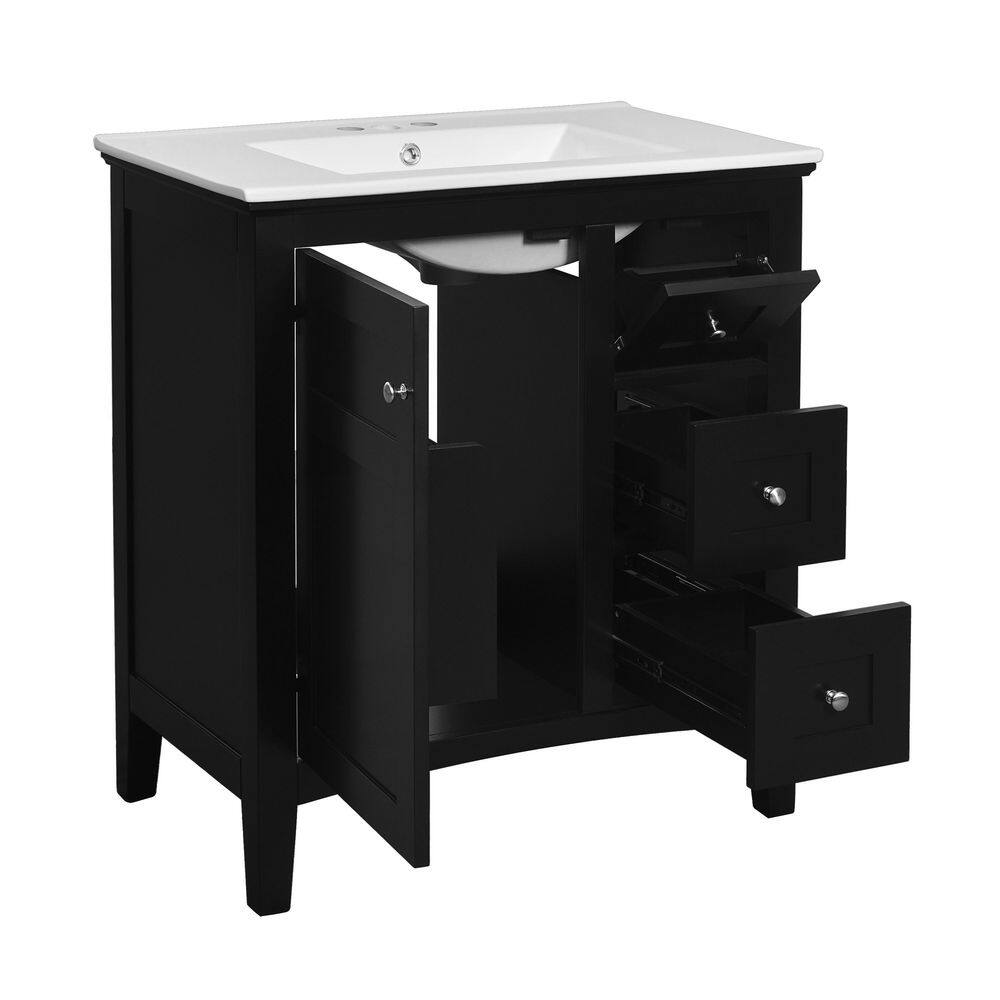 30 in. W x 18.3 in. D x 33.7 in. H Bathroom Black Linen Cabinet price history on PriceWatchPro