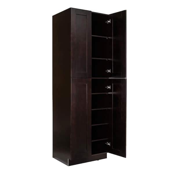 Anchester Assembled 30 in. x 84 in. x 24 in. Tall Pantry with 4 Doors in Dark Espresso
