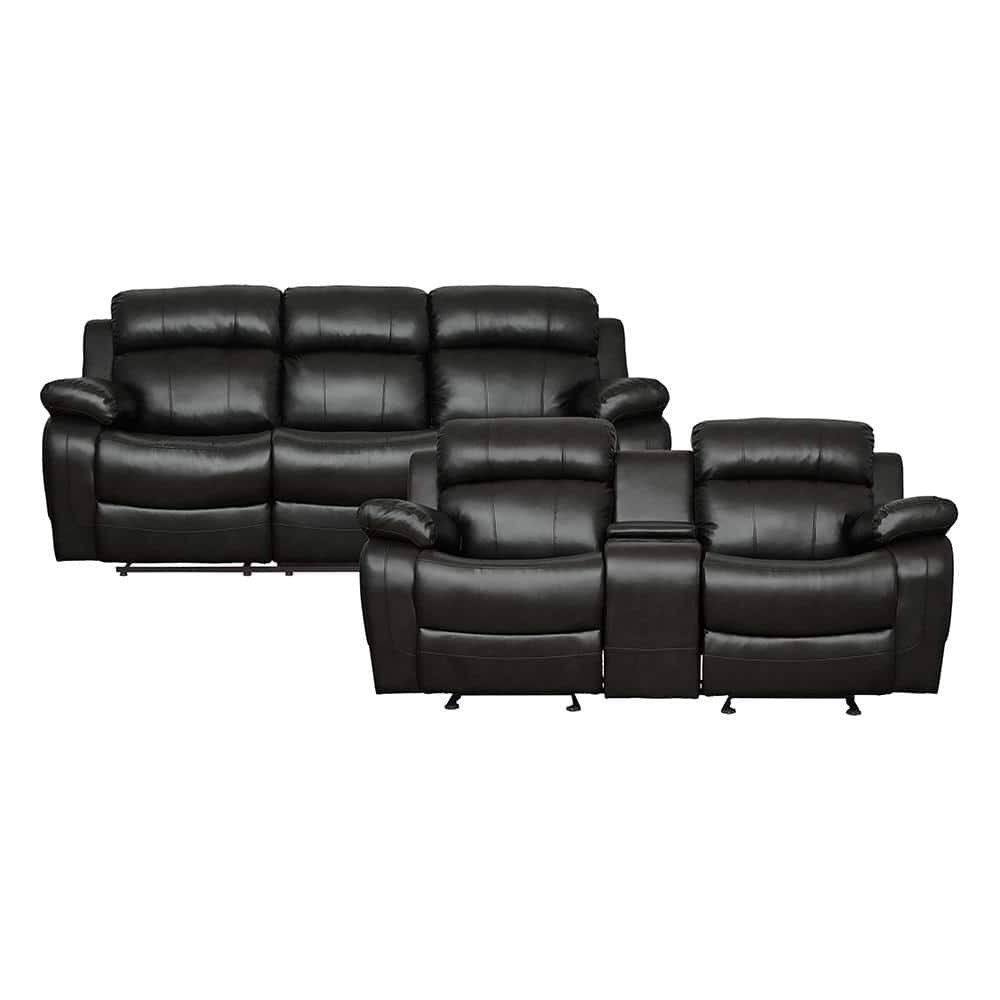 Alamo 86.5 in. W. Pillow Top Arm Faux Leather Rectangle 2-Piece Manual Recl