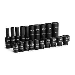 1/4 in. Drive SAE 6-Point Shallow and Deep Impact Socket Set (20-Piece)