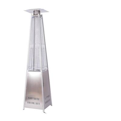 91 in. Outdoor Patio Stainless Steel Pyramid Propane Space Heater with 46,000 BTU Output Portable Flame Heater