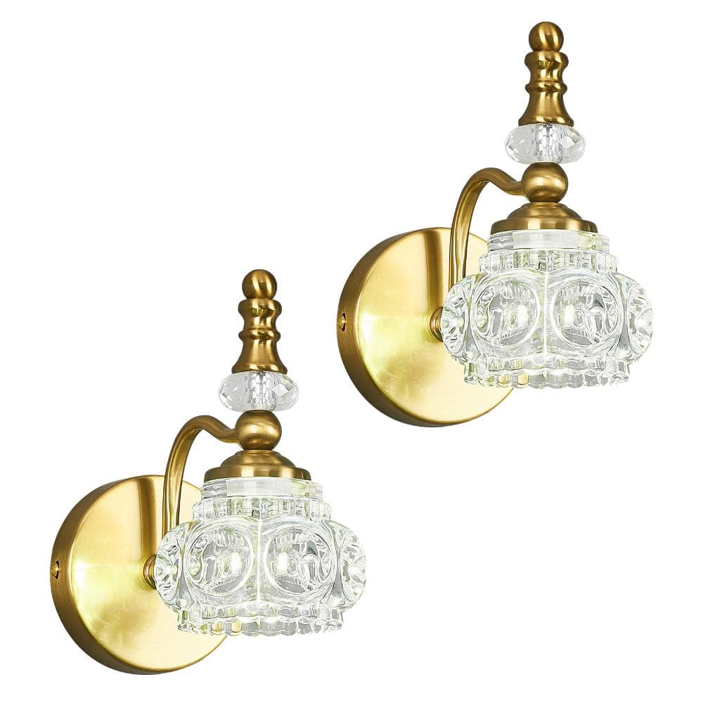 4.13 in. 1-Light Gold Vanity Light Clear Glass For Bathroom Mirror Bedroom Hallway Farmhouse(2 Pack) price history on PriceWatchPro