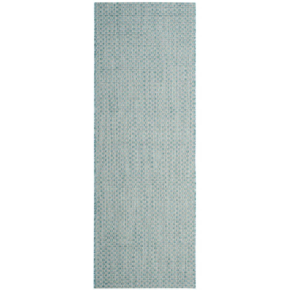 Courtyard Light Blue/Light Gray 2 ft. x 14 ft. Solid Indoor/Outdoor Patio  Runner Rug price history on PriceWatchPro