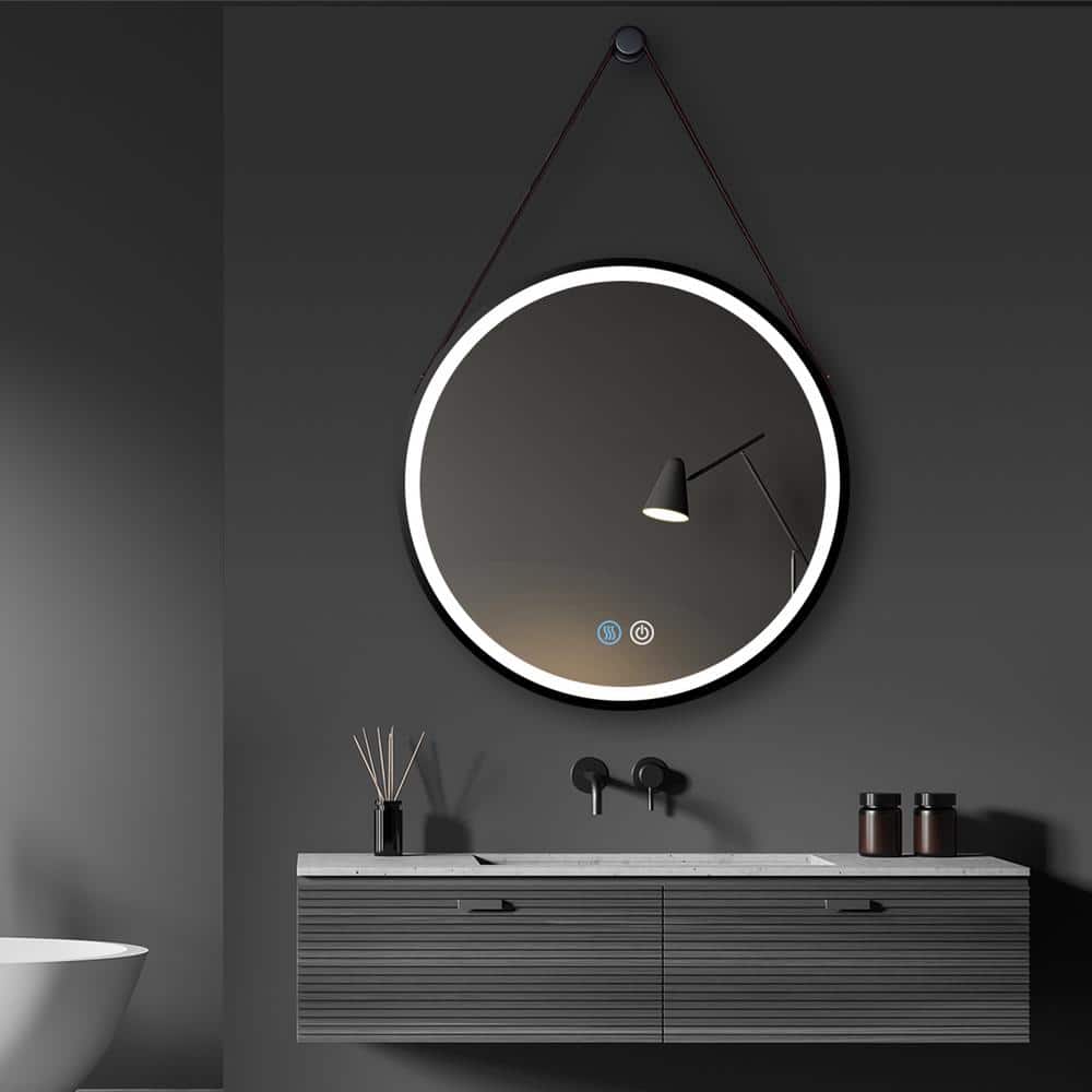 Getpro 32 in. W x 32 in. H Round Aluminum Framed Dimmable Wall Bathroom