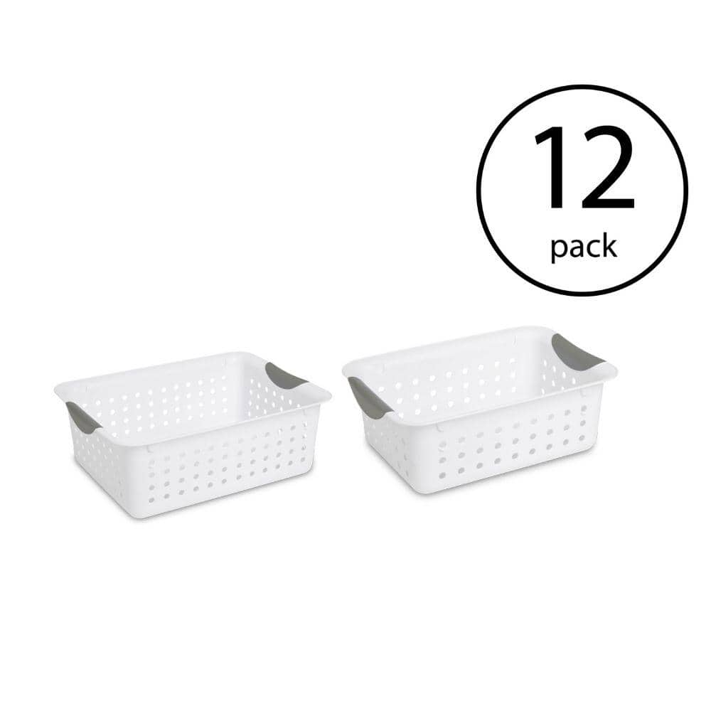 Medium and Small Ultra Plastic Storage Bin Organizer Basket (12-Pack)