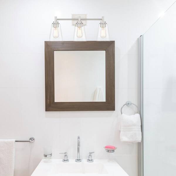 Designers Fountain - Westin 22.5 in. 3-Light Satin Platinum Industrial Wall Sconce with Clear Glass Shades