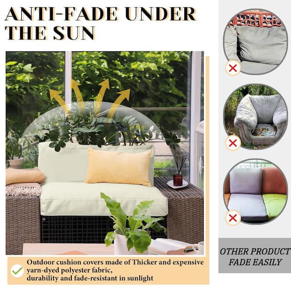 Angel Sar 26 in. Beige Outdoor Cushion Covers (6-Count