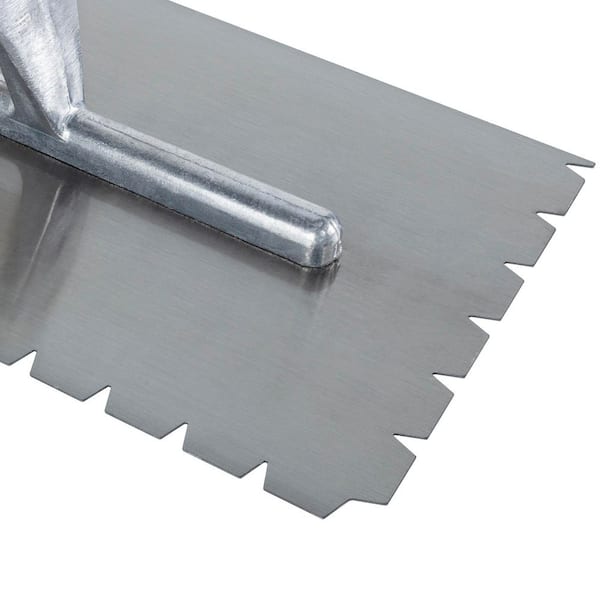 Pro 11 in. x 4-1/2 in. Hardened and Tempered Steel Blade Notched Flooring Flat-Top-V-Notch Trowel