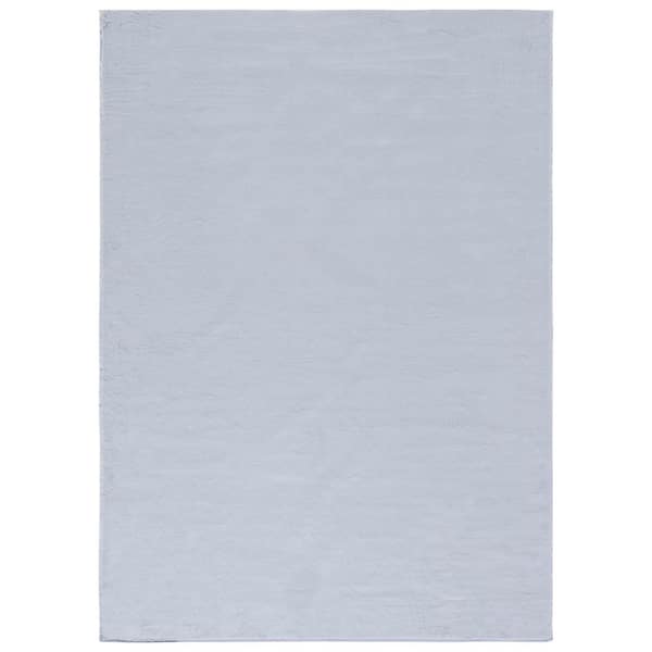 Faux Rabbit Fur Periwinkle 5 ft. x 7 ft. Solid Flokati Area Rug