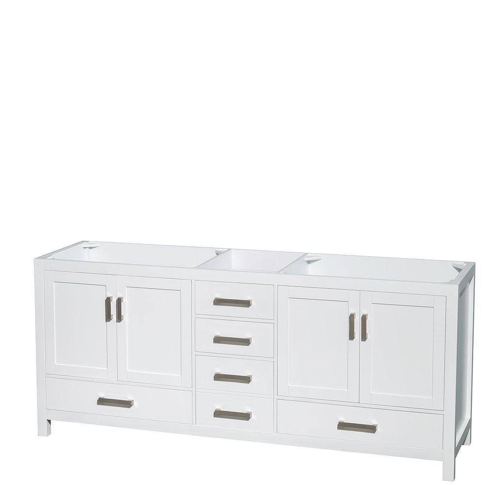 Sheffield 80'' White Double Bathroom Vanity with Marble Top