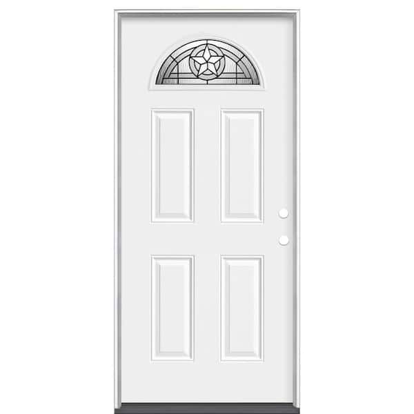 Masonite 36 in. x 80 in. Texas Star Fan-Lite Left Hand Inswing Primed Steel Prehung Front Exterior Door