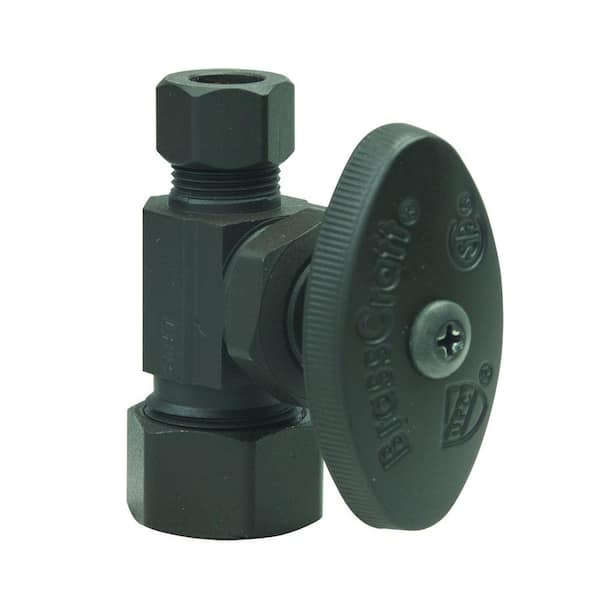 BrassCraft 1/2 in. Comp Inlet x 3/8 in. Comp Outlet Multi-Turn Straight Valve in Oil Rubbed Bronze