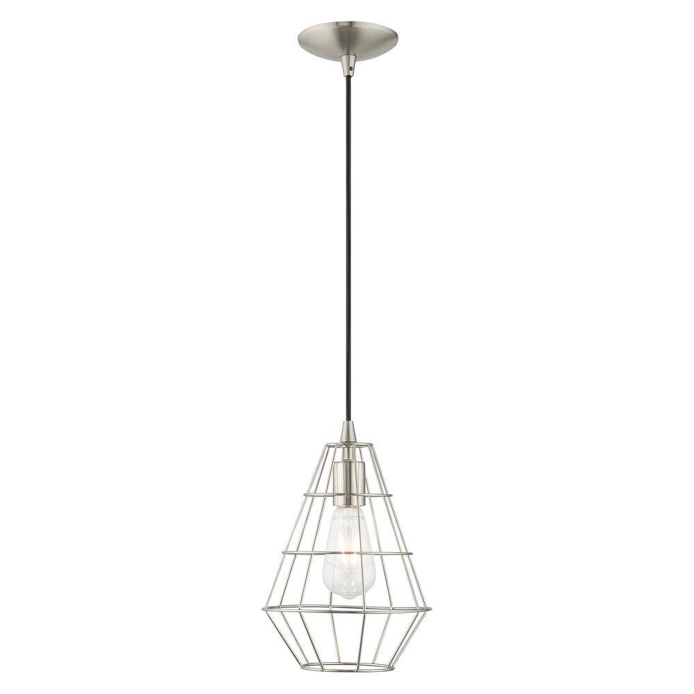 Brushed Nickel Geometric Mini Pendant Light for Indoor/Outdoor