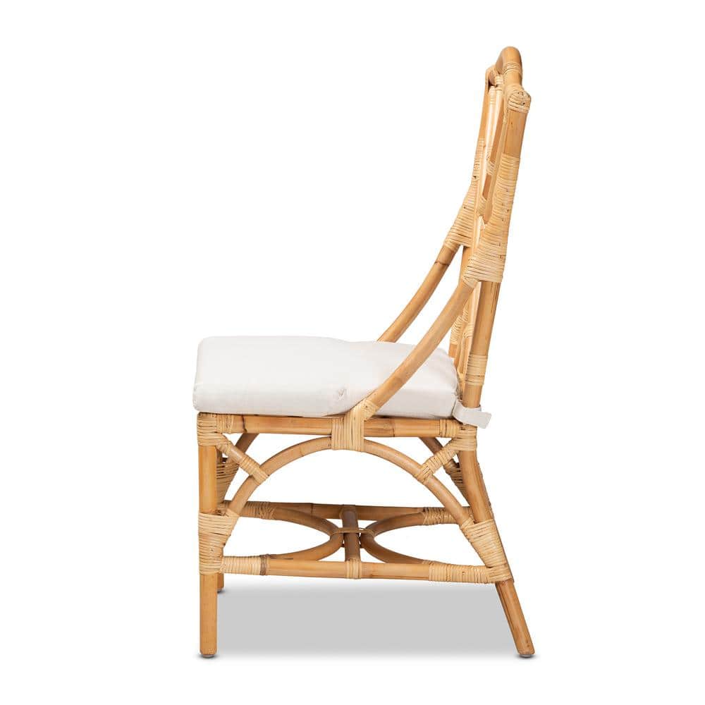 Sonia Handcrafted Rattan and Cane Natural White Chair