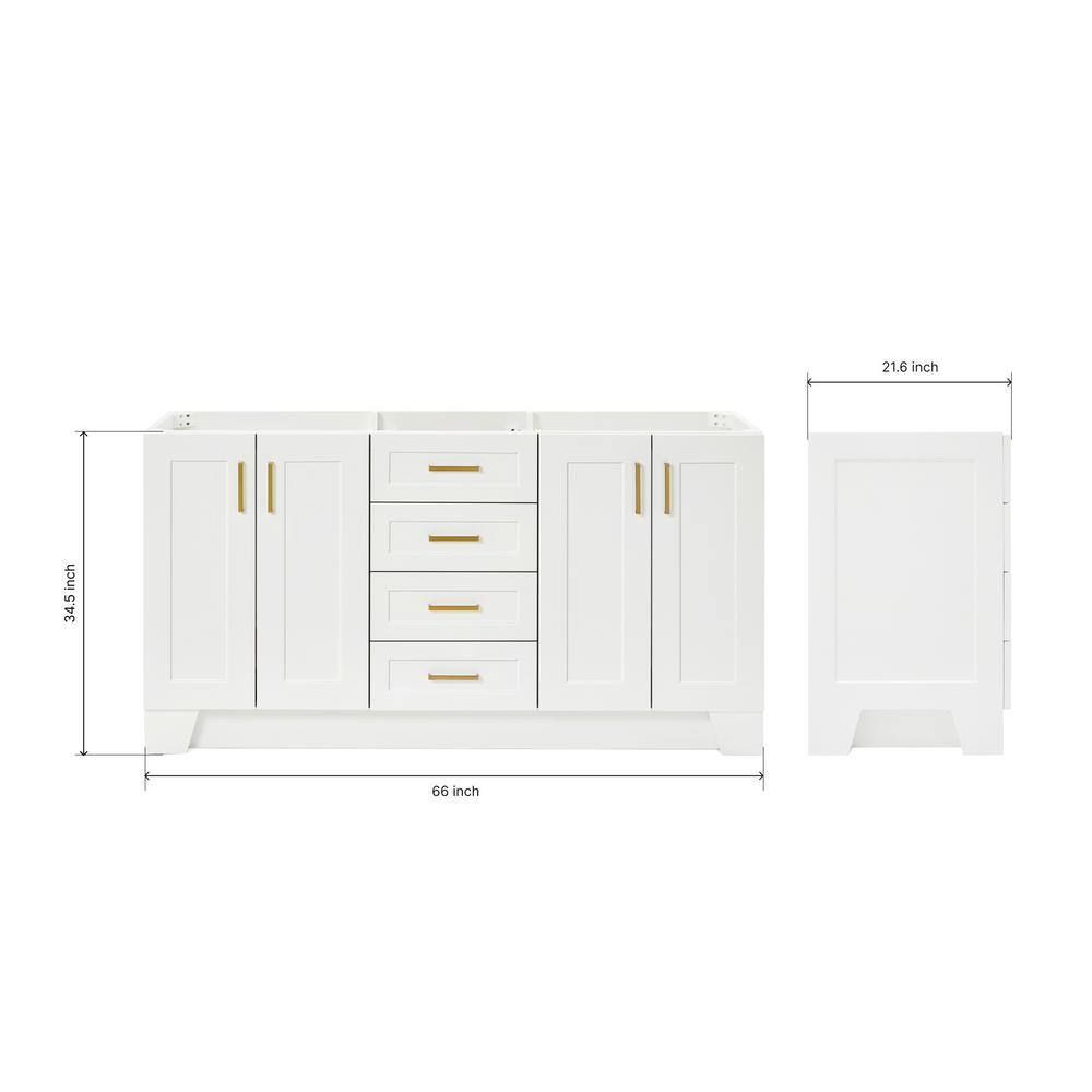Taylor 66'' White Double Freestanding Vanity Cabinet