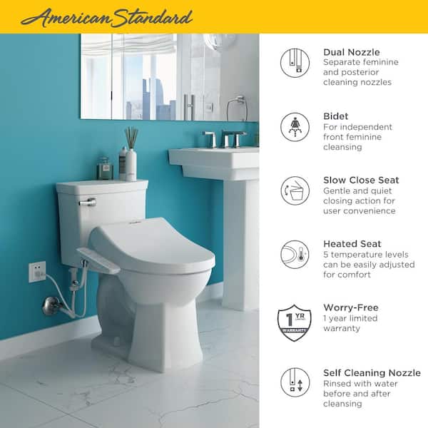 Advanced Clean AC 1.0 Slow Close SpaLet Electric Bidet Seat for Elongated Toilet in White